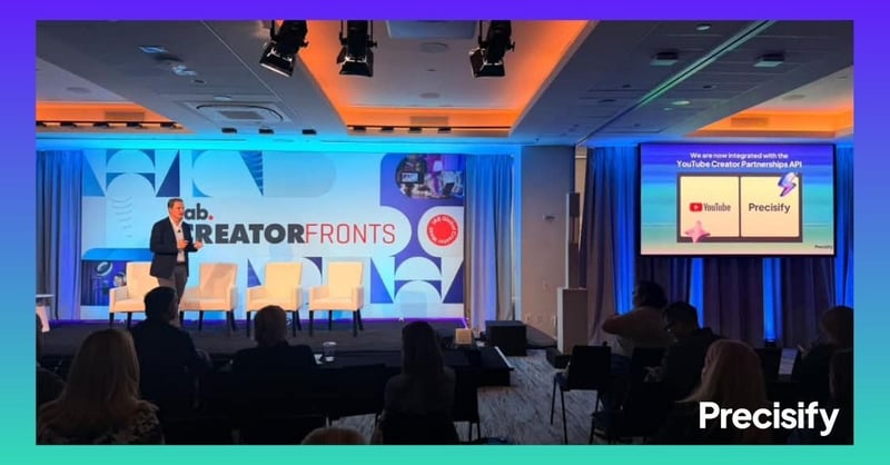 Precisify CCO presenting on stage at Creatorfronts 2026