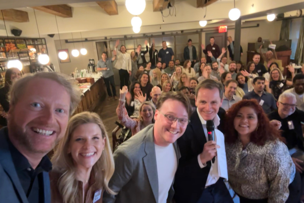 Precise TV event in New York - selfie with panellists